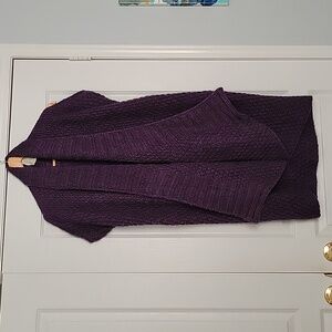 Vintage Holt Renfrew Purple Sleeveless Knit Open Cardigan Sweater Vest Coat